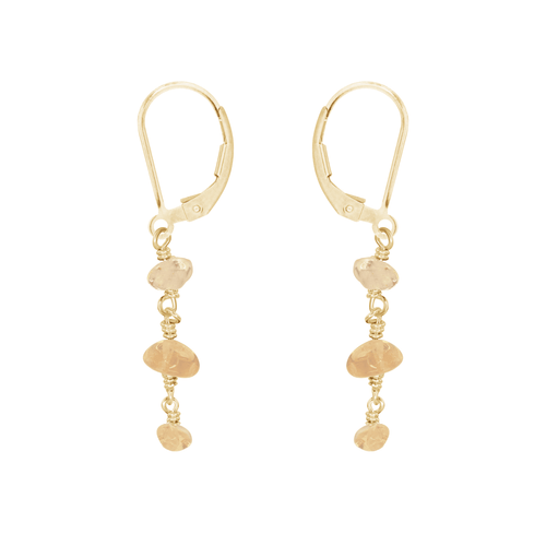 Citrine Crystal Beaded Chain Dangle Leverback Earrings - Citrine Crystal Beaded Chain Dangle Leverback Earrings - 14k Gold Fill - Luna Tide Handmade Crystal Jewellery