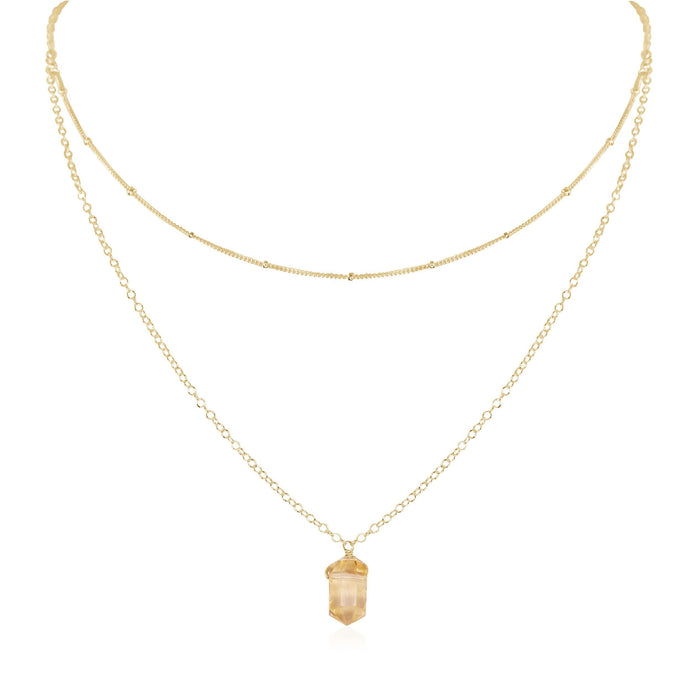 Double Terminated Crystal Layered Choker - Citrine - 14K Gold Fill - Luna Tide Handmade Jewellery