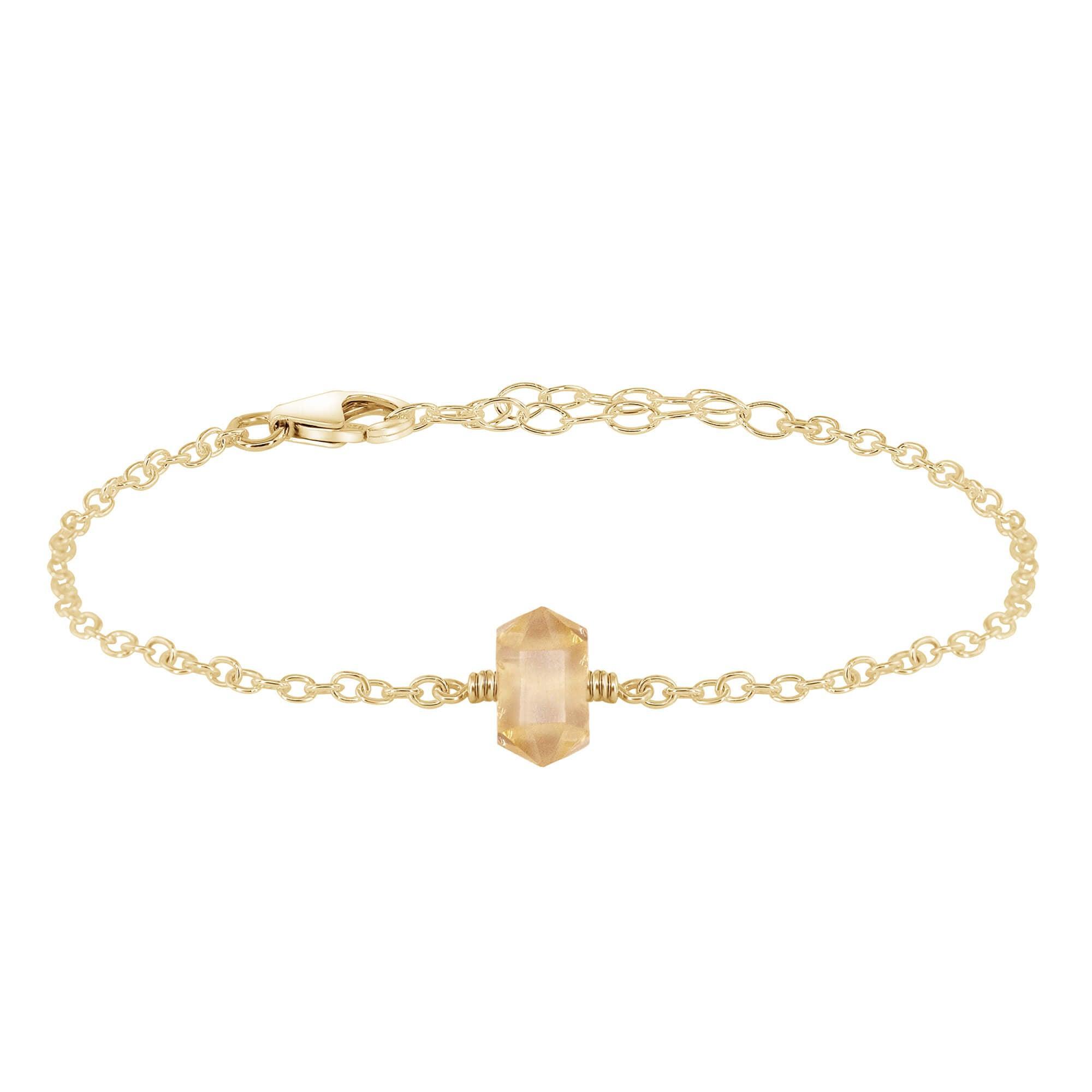 Citrine Double Terminated Mini Crystal Point Bracelet - Citrine Double Terminated Mini Crystal Point Bracelet - 14k Gold Fill - Luna Tide Handmade Crystal Jewellery