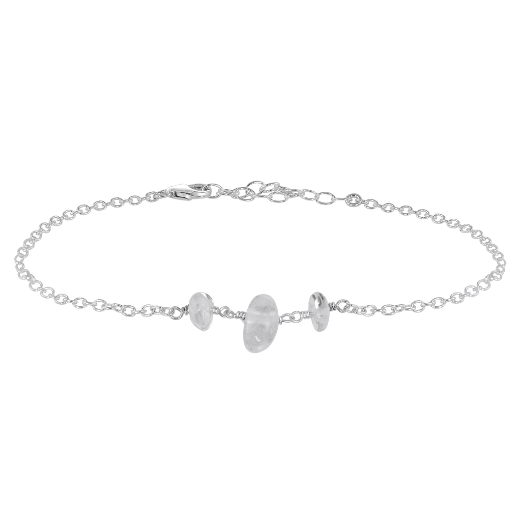 Crystal Quartz Beaded Chain Anklet - Crystal Quartz Beaded Chain Anklet - Sterling Silver - Luna Tide Handmade Crystal Jewellery