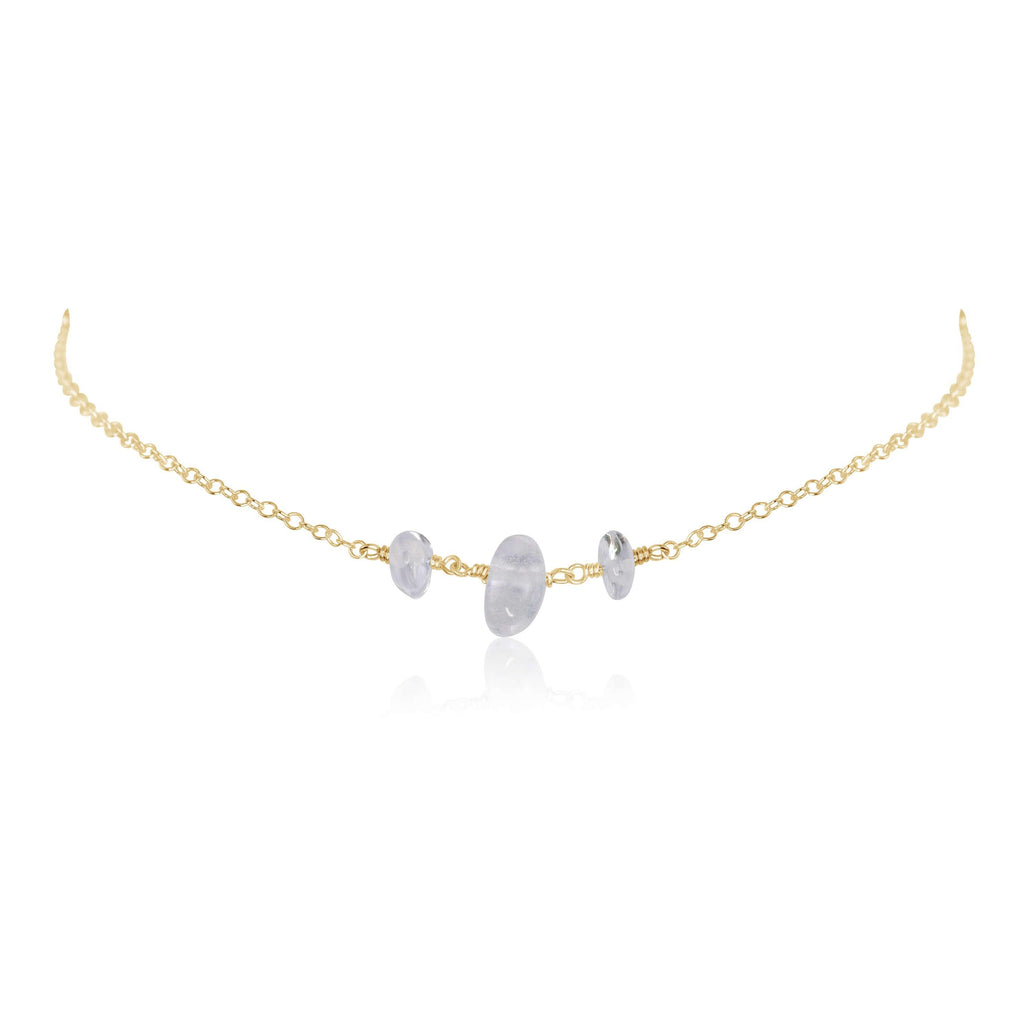 Crystal Quartz Beaded Chain Choker Necklace - Crystal Quartz Beaded Chain Choker Necklace - 14k Gold Fill - Luna Tide Handmade Crystal Jewellery