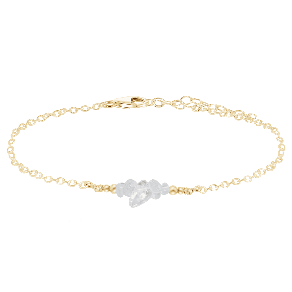 Crystal quartz Chip Bead Bar Anklet - Crystal quartz Chip Bead Bar Anklet - 14k Gold Fill - Luna Tide Handmade Crystal Jewellery