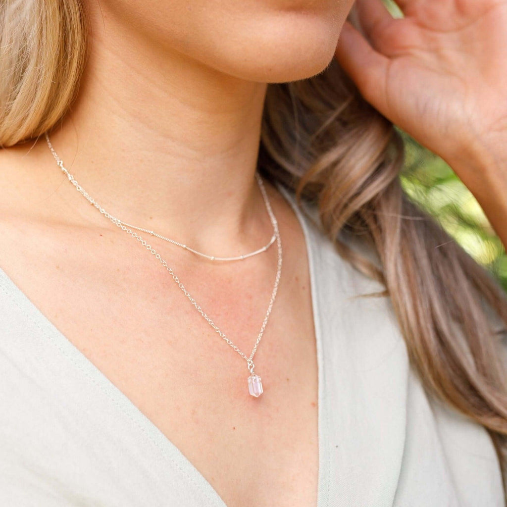 Crystal Quartz Double Terminated Crystal Chain Layered Choker Necklace - Crystal Quartz Double Terminated Crystal Chain Layered Choker Necklace - 14k Gold Fill - Luna Tide Handmade Crystal Jewellery