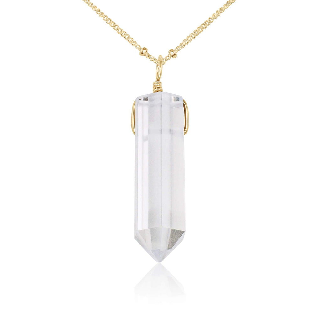 Crystal Quartz Generator Point Pendant Necklace - Crystal Quartz Generator Point Pendant Necklace - 14k Gold Fill / Satellite - Luna Tide Handmade Crystal Jewellery