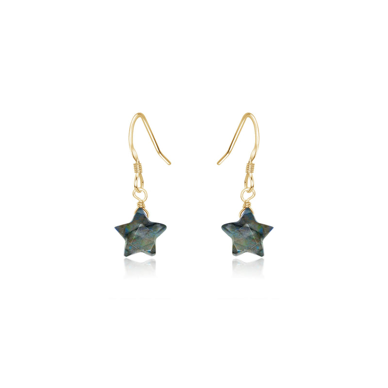 Crystal Star Drop Earrings - Labradorite - 14K Gold Fill - Luna Tide Handmade Jewellery