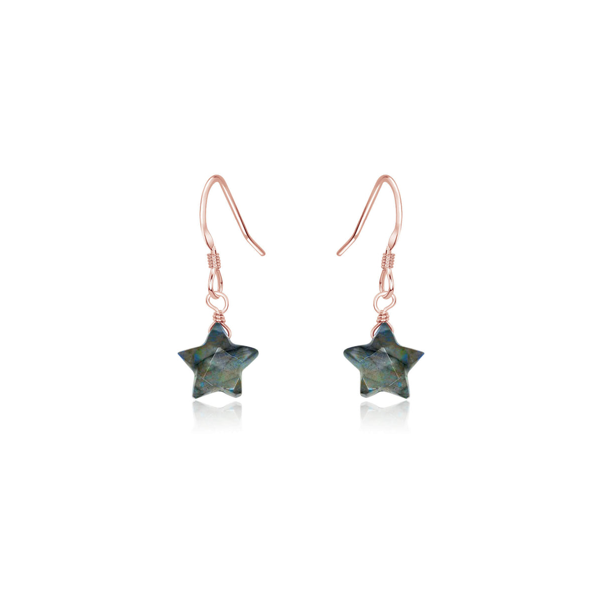 Crystal Star Drop Earrings - Labradorite - 14K Rose Gold Fill - Luna Tide Handmade Jewellery