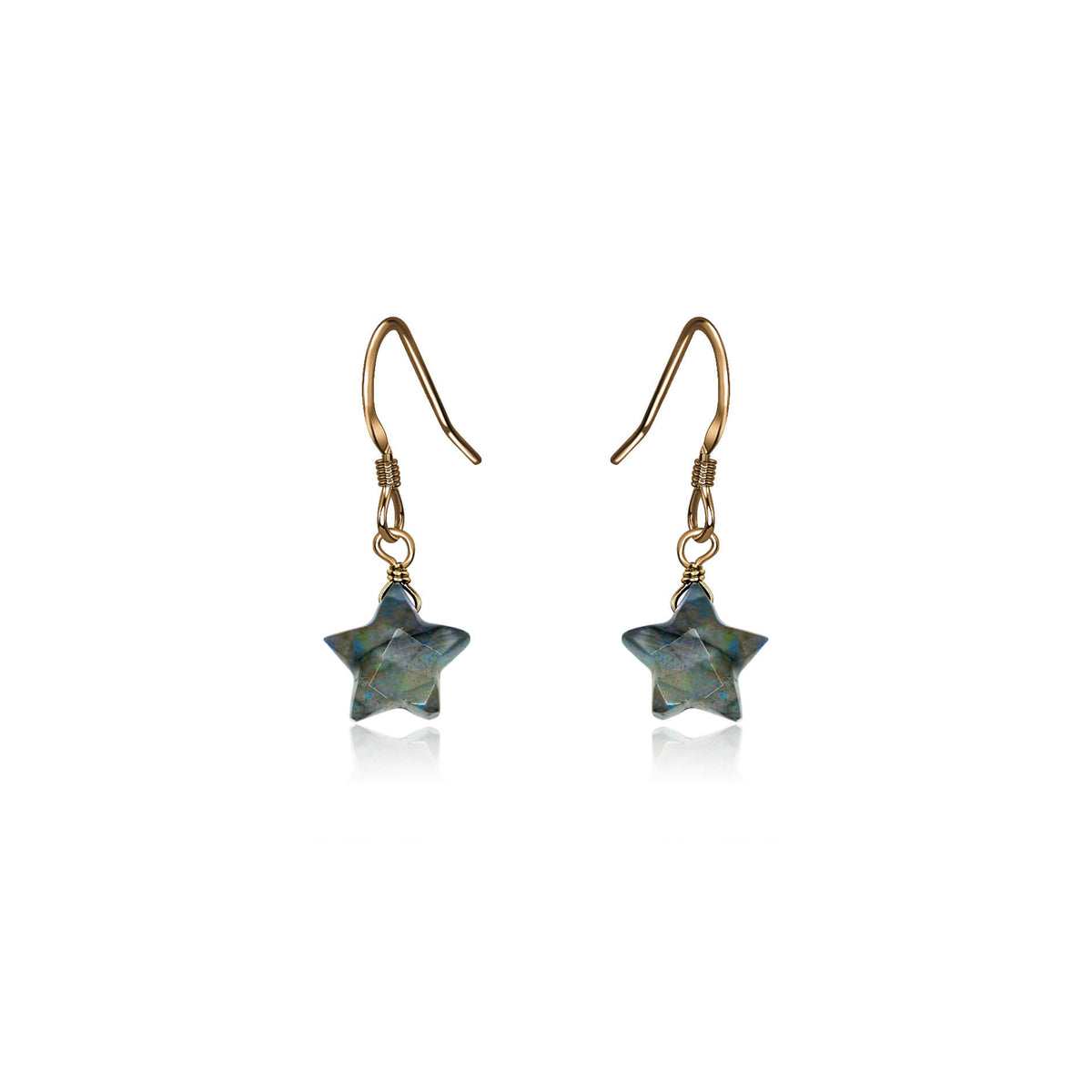 Crystal Star Drop Earrings - Labradorite - Bronze - Luna Tide Handmade Jewellery