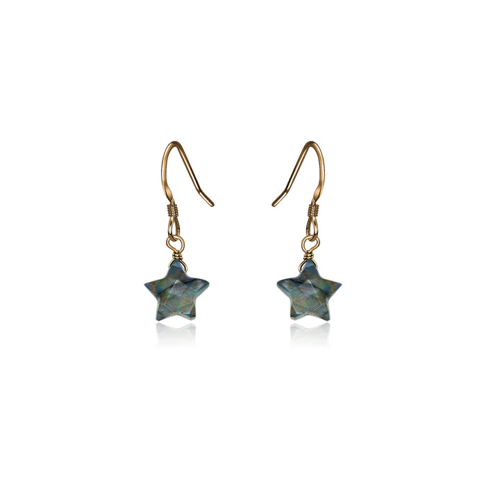 Crystal Star Drop Earrings - Labradorite - Bronze - Luna Tide Handmade Jewellery