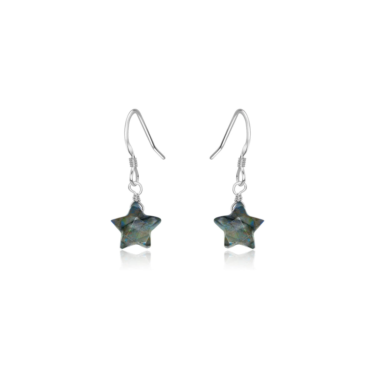 Crystal Star Drop Earrings - Labradorite - Sterling Silver - Luna Tide Handmade Jewellery