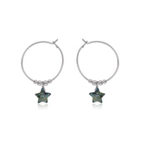 Crystal Star Hoop Earrings - Labradorite - Stainless Steel - Luna Tide Handmade Jewellery