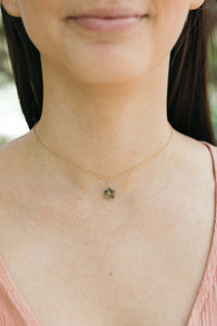 Crystal Star Pendant Choker Necklace - Labradorite - 14K Gold Fill - Luna Tide Handmade Jewellery