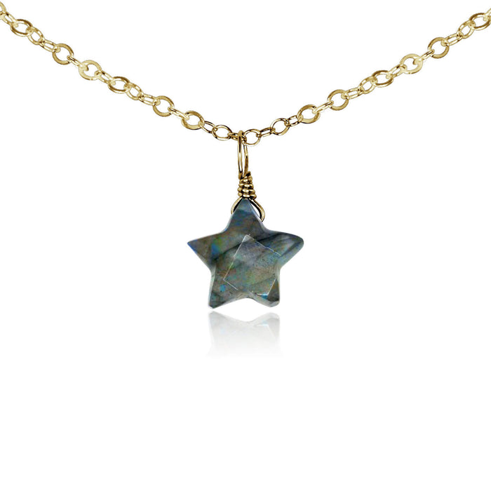 Crystal Star Pendant Choker Necklace - Labradorite - Bronze - Luna Tide Handmade Jewellery