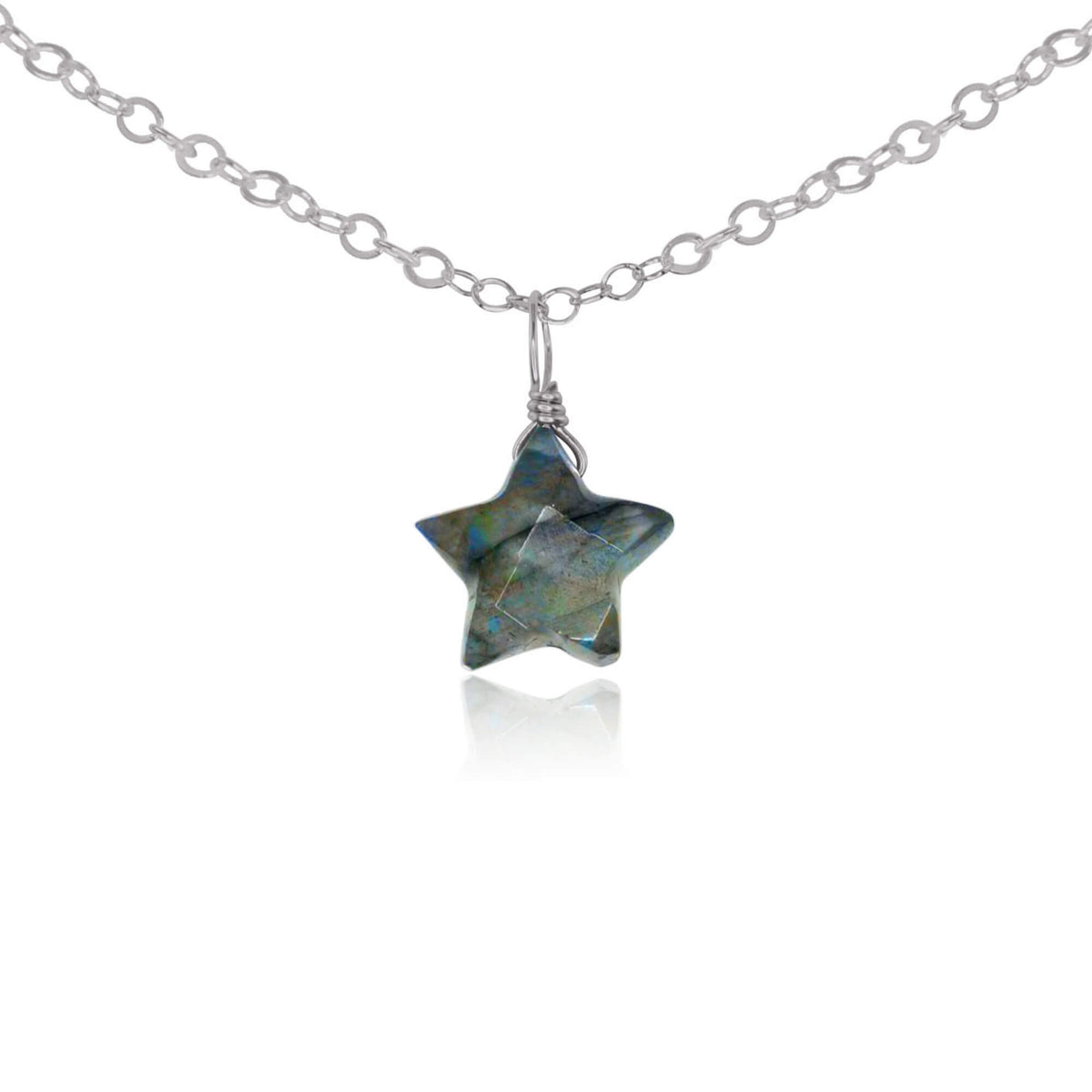 Crystal Star Pendant Choker Necklace - Labradorite - Stainless Steel - Luna Tide Handmade Jewellery