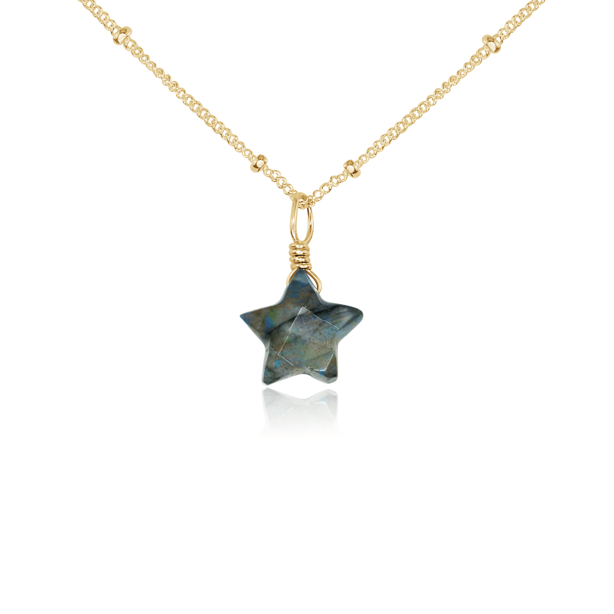 Crystal Star Pendant Necklace - Labradorite - 14K Gold Fill Satellite - Luna Tide Handmade Jewellery