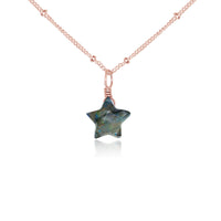 Crystal Star Pendant Necklace - Labradorite - 14K Rose Gold Fill Satellite - Luna Tide Handmade Jewellery