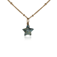 Crystal Star Pendant Necklace - Labradorite - Bronze Satellite - Luna Tide Handmade Jewellery