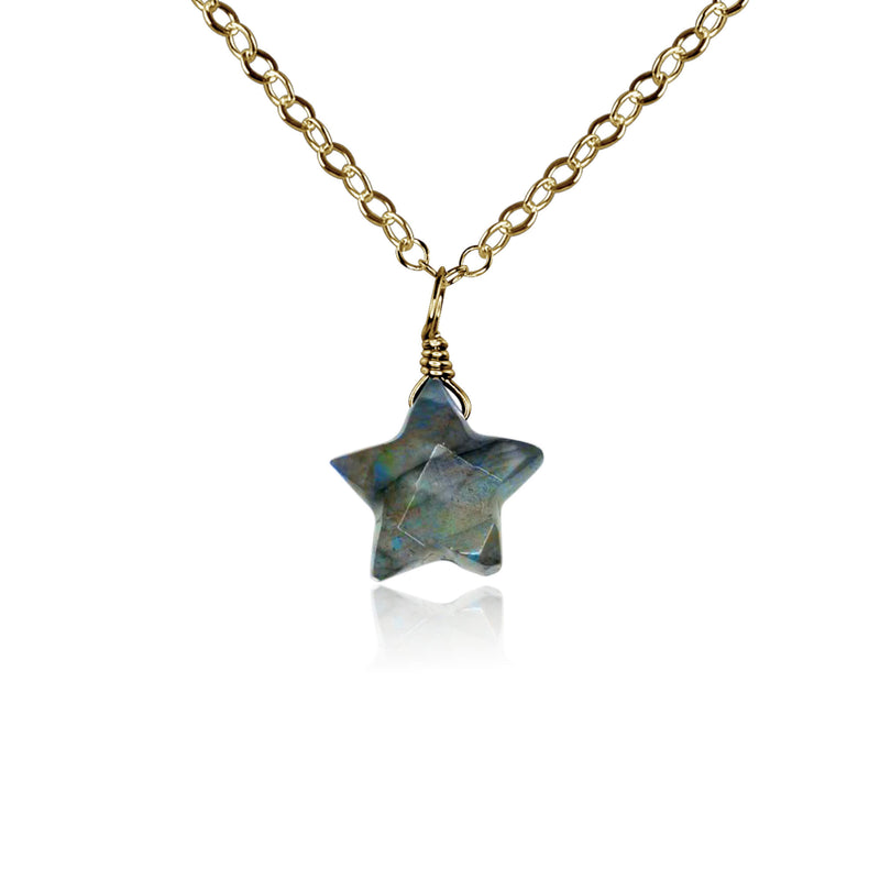 Crystal Star Pendant Necklace - Labradorite - Bronze - Luna Tide Handmade Jewellery