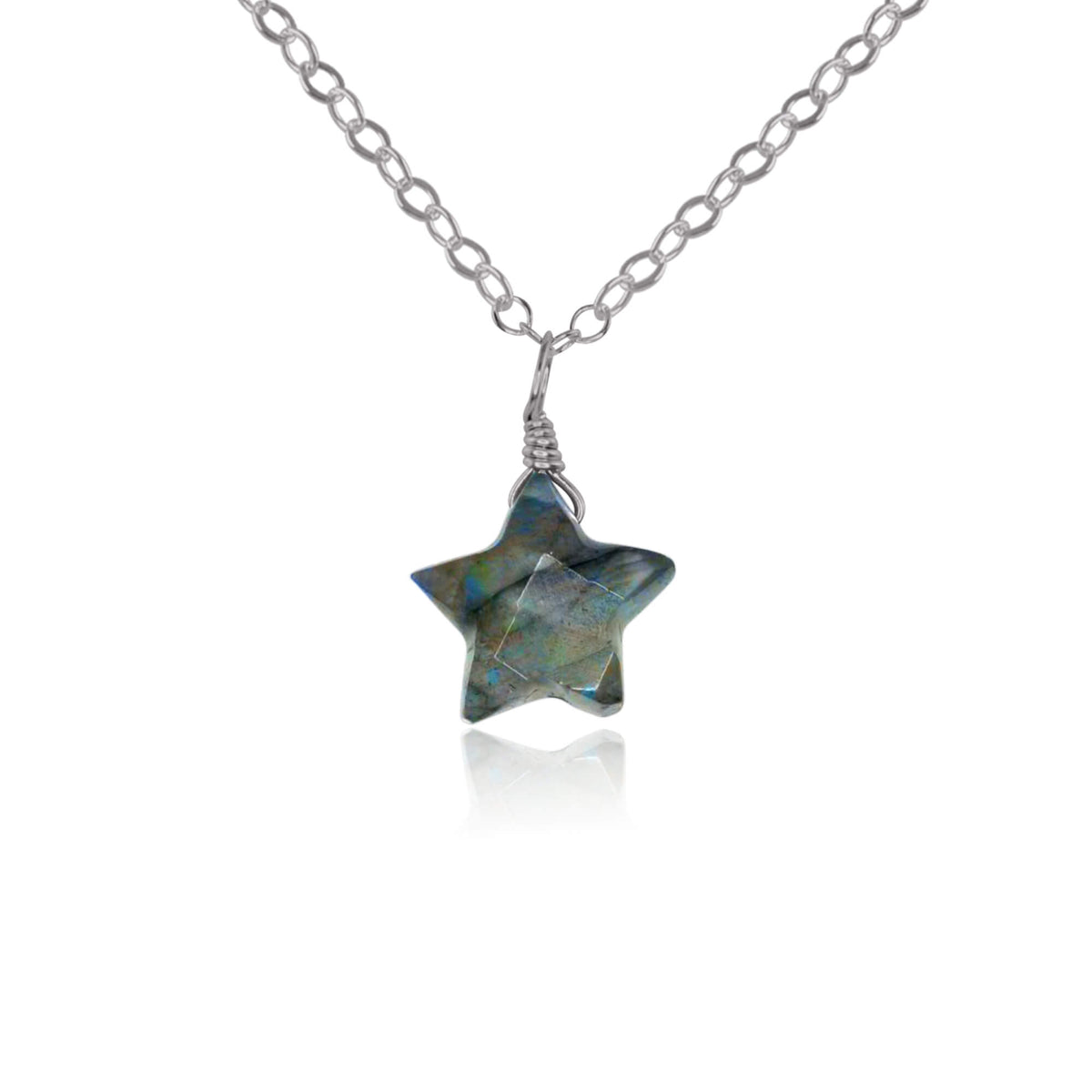 Crystal Star Pendant Necklace - Labradorite - Stainless Steel - Luna Tide Handmade Jewellery