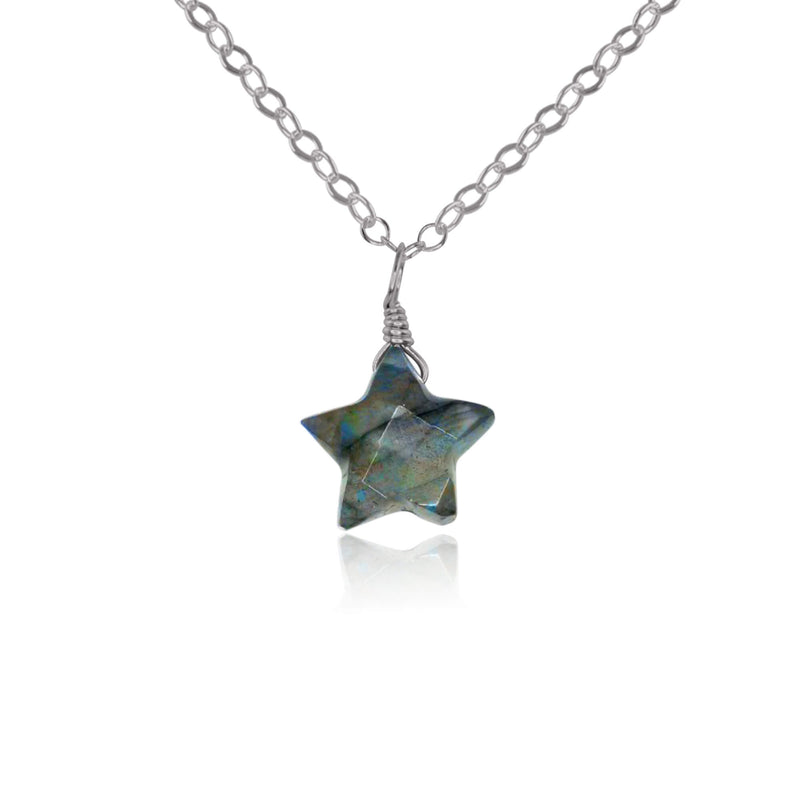 Crystal Star Pendant Necklace - Labradorite - Stainless Steel - Luna Tide Handmade Jewellery