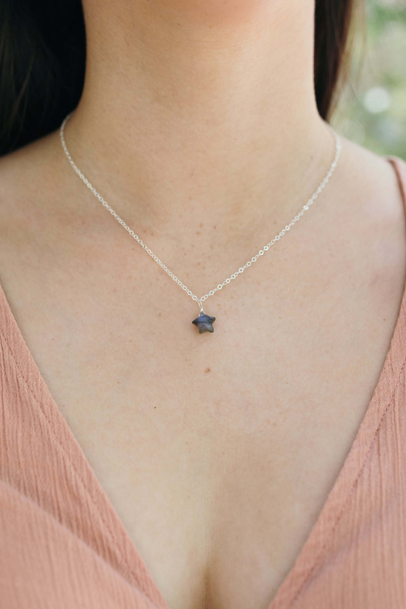 Crystal Star Pendant Necklace - Labradorite - Sterling Silver - Luna Tide Handmade Jewellery
