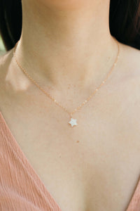 Crystal Star Pendant Necklace - Rainbow Moonstone - 14K Rose Gold Fill - Luna Tide Handmade Jewellery