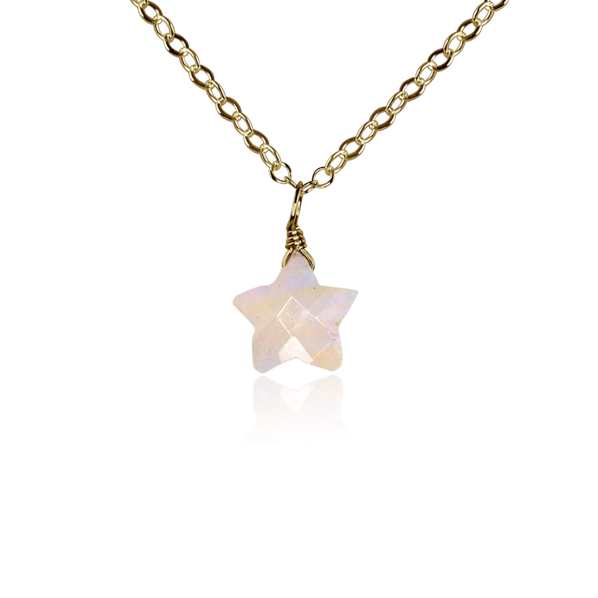 Crystal Star Pendant Necklace - Rainbow Moonstone - Bronze - Luna Tide Handmade Jewellery