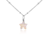 Crystal Star Pendant Necklace - Rainbow Moonstone - Sterling Silver Satellite - Luna Tide Handmade Jewellery