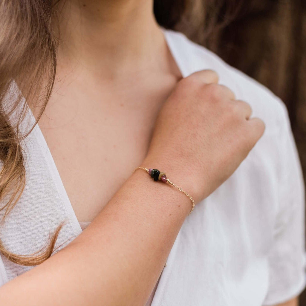 Chip Bead Bar Bracelet - 14K Gold Fill - Luna Tide Handmade Jewellery