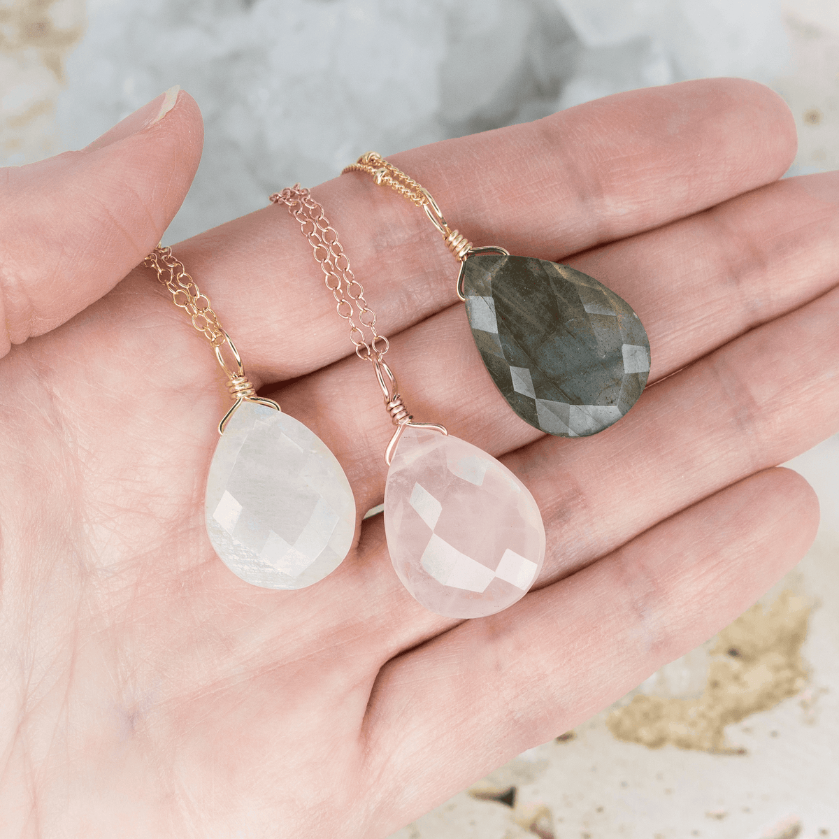 Faceted crystal necklace discount