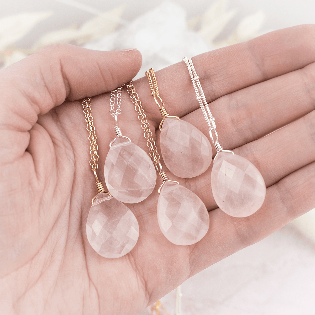 Custom Large Faceted Teardrop Crystal Pendant Necklace Luna Tide Custom Large Faceted Teardrop Crystal Pendant Necklace Luna Tide