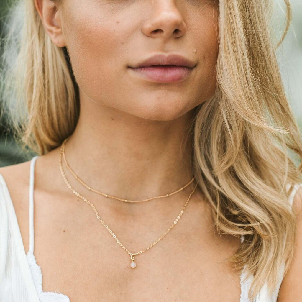 Layered Choker - Rose Quartz - 14K Gold Fill - Luna Tide Handmade Jewellery