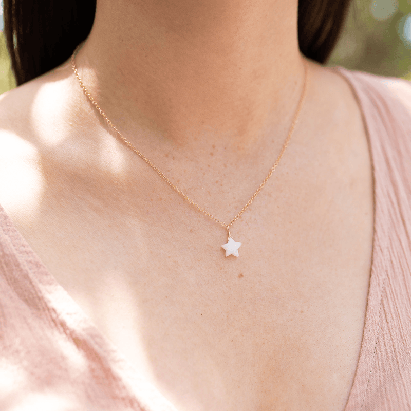 Custom Little Crystal Star Pendant Necklace - Custom Little Crystal Star Pendant Necklace - 14k Gold Fill / 30cm (12") - Choker / Cable - Luna Tide Handmade Crystal Jewellery