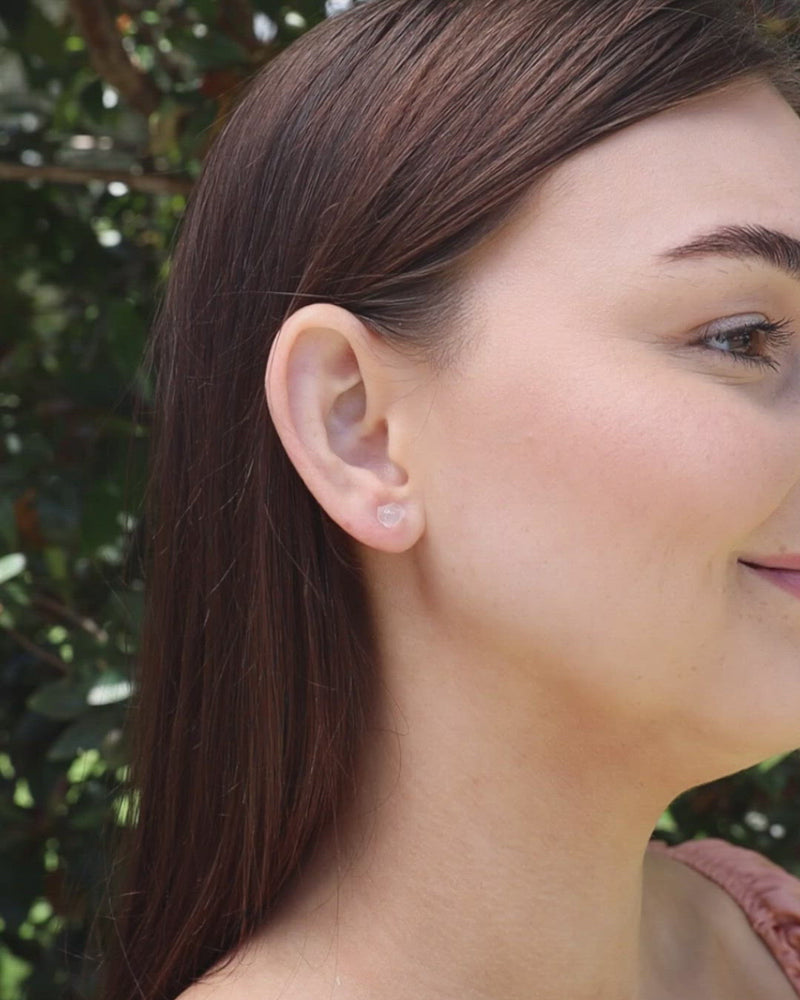 Rose Quartz Raw Crystal Stud Earrings