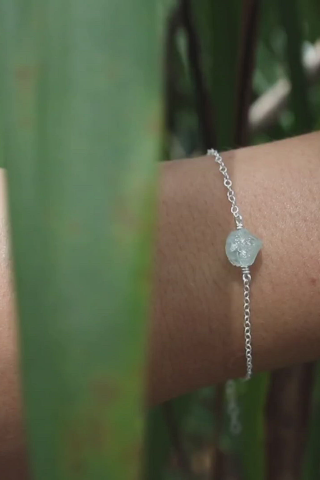 Raw Aquamarine Crystal Nugget Bracelet