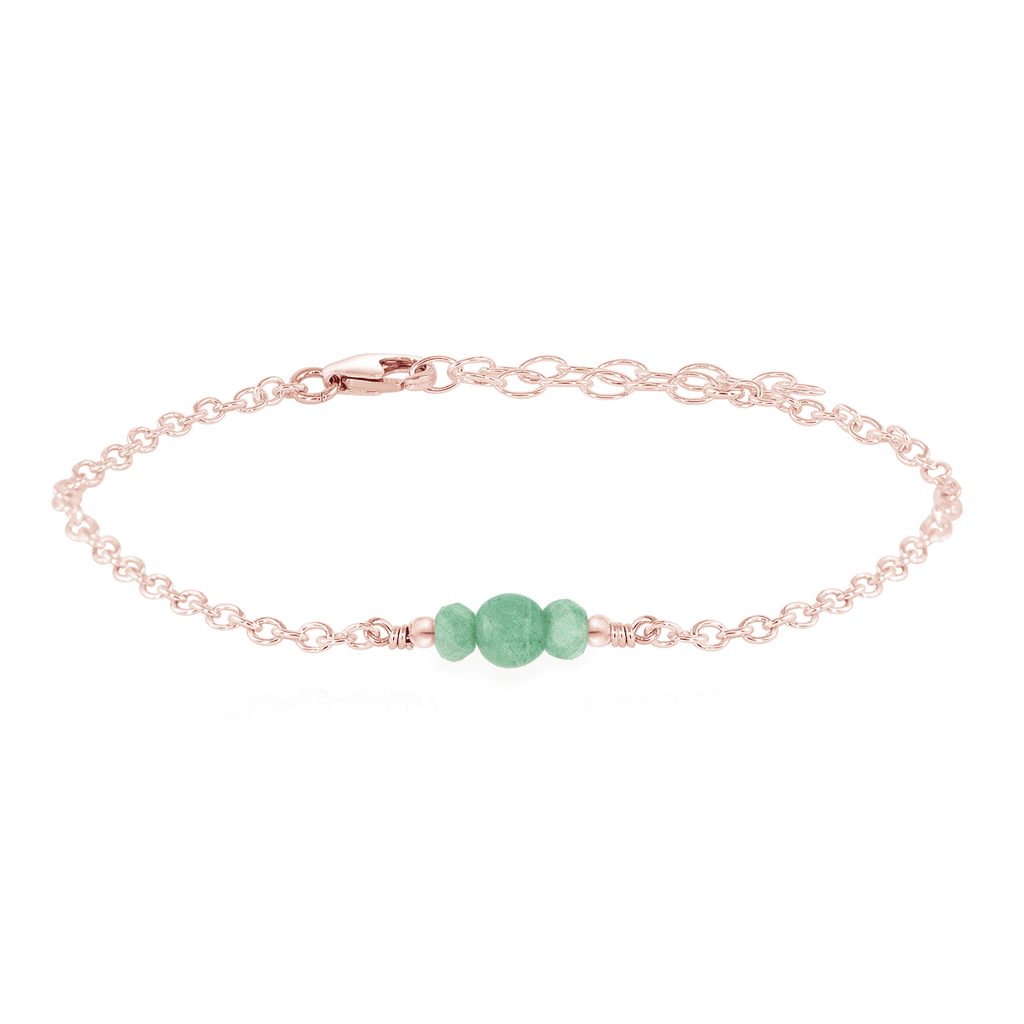 Dainty Amazonite Gemstone Bracelet - Dainty Amazonite Gemstone Bracelet - 14k Rose Gold Fill - Luna Tide Handmade Crystal Jewellery