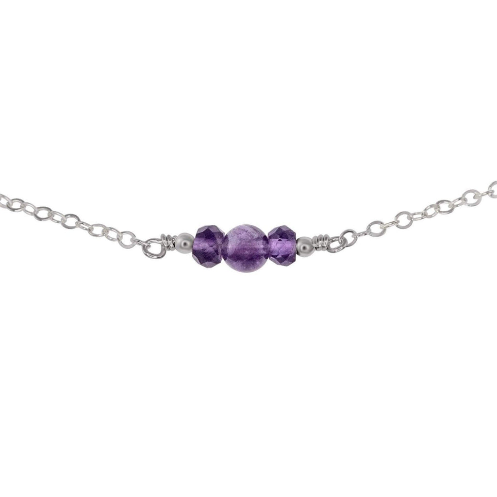 Dainty Amethyst Gemstone Choker Necklace - Dainty Amethyst Gemstone Choker Necklace - Stainless Steel - Luna Tide Handmade Crystal Jewellery