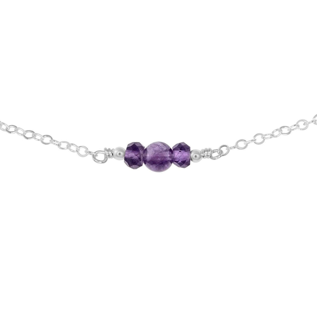 Dainty Amethyst Gemstone Choker Necklace - Dainty Amethyst Gemstone Choker Necklace - Sterling Silver - Luna Tide Handmade Crystal Jewellery