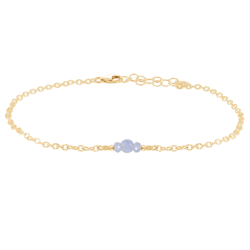 Dainty Anklet - Blue Lace Agate - 14K Gold Fill - Luna Tide Handmade Jewellery
