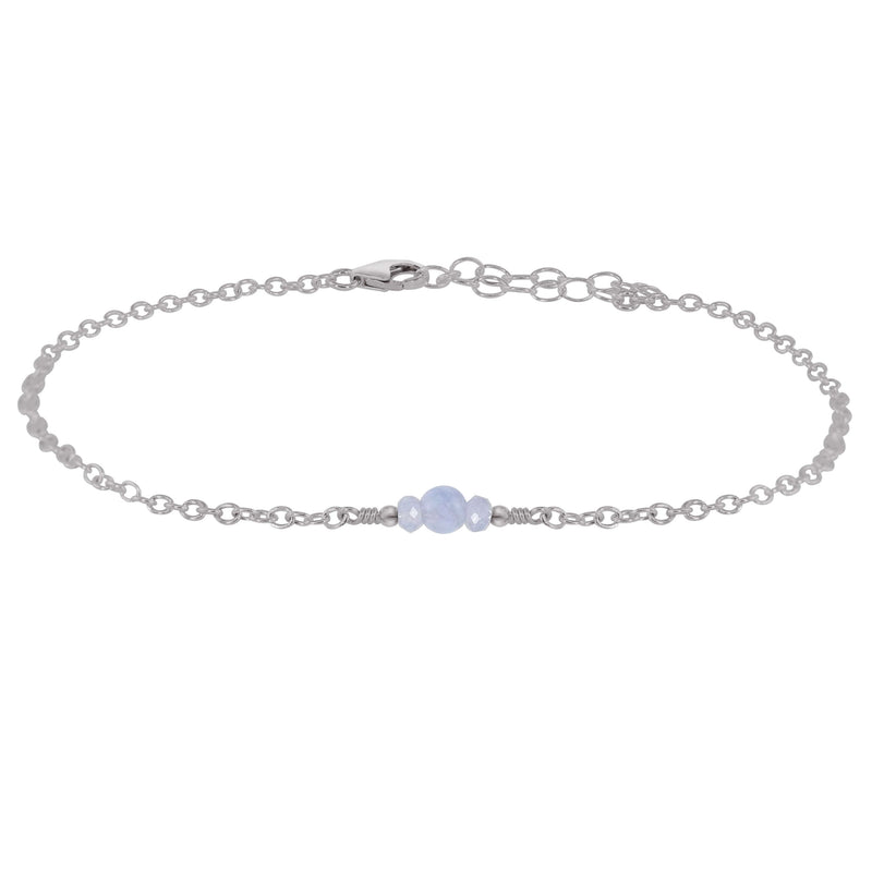 Dainty Anklet - Blue Lace Agate - Stainless Steel - Luna Tide Handmade Jewellery