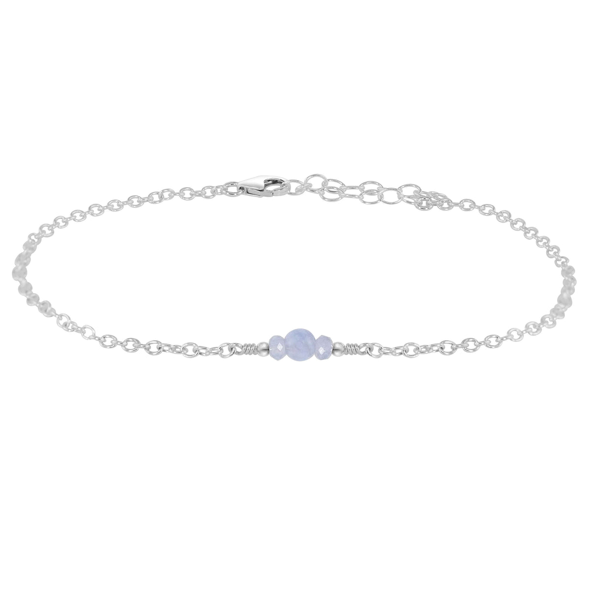 Dainty Anklet - Blue Lace Agate - Sterling Silver - Luna Tide Handmade Jewellery
