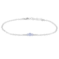Dainty Anklet - Blue Lace Agate - Sterling Silver - Luna Tide Handmade Jewellery