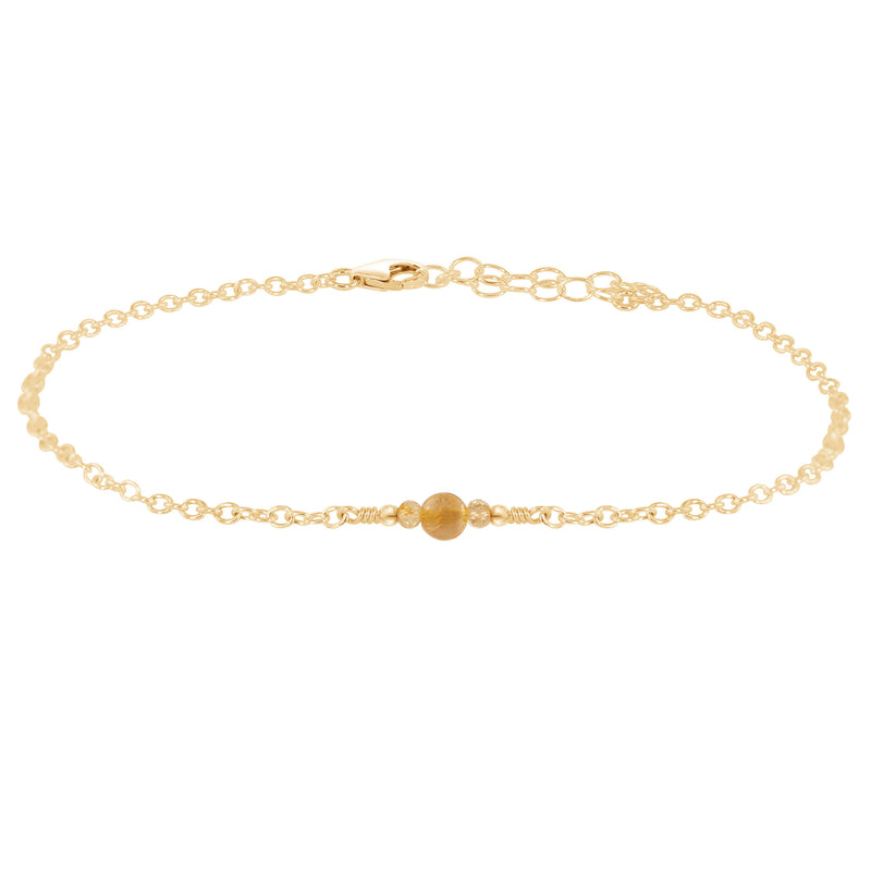 Dainty Anklet - Citrine - 14K Gold Fill - Luna Tide Handmade Jewellery