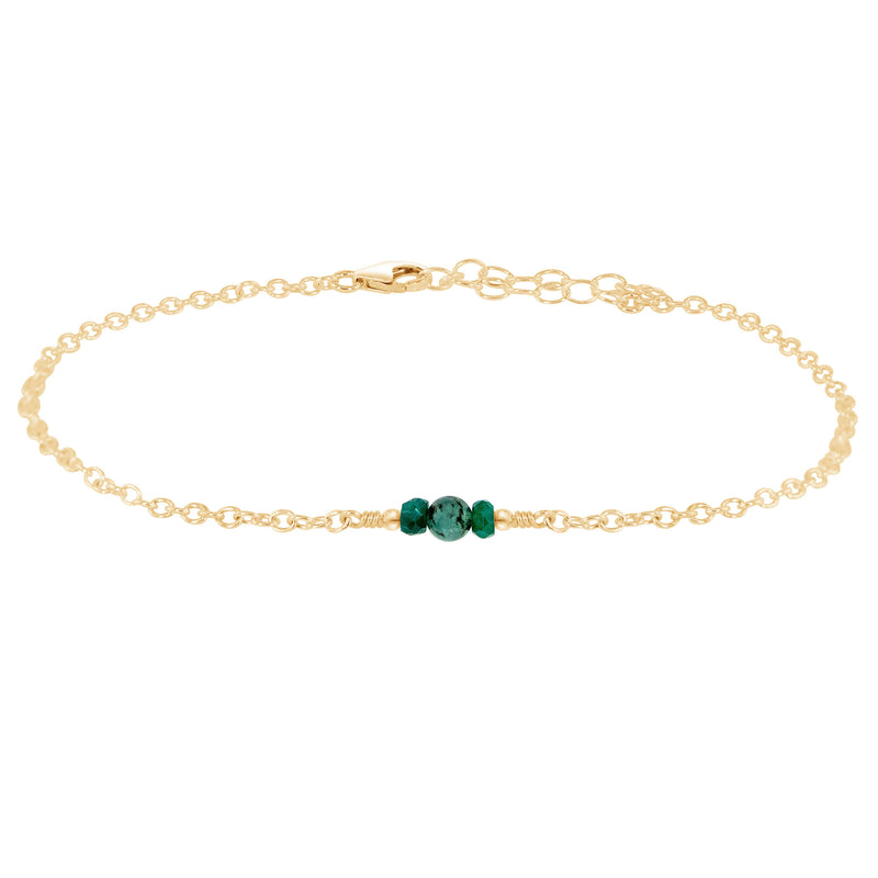Dainty Anklet - Emerald - 14K Gold Fill - Luna Tide Handmade Jewellery