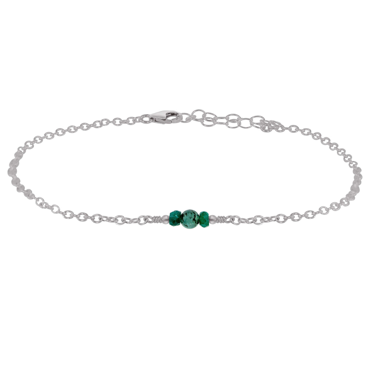 Dainty Anklet - Emerald - Stainless Steel - Luna Tide Handmade Jewellery