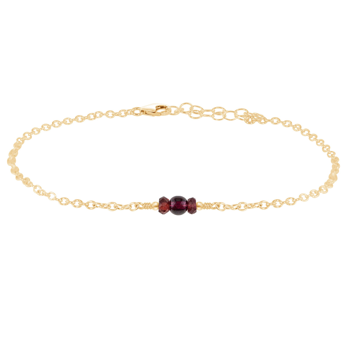 Dainty Anklet - Garnet - 14K Gold Fill - Luna Tide Handmade Jewellery