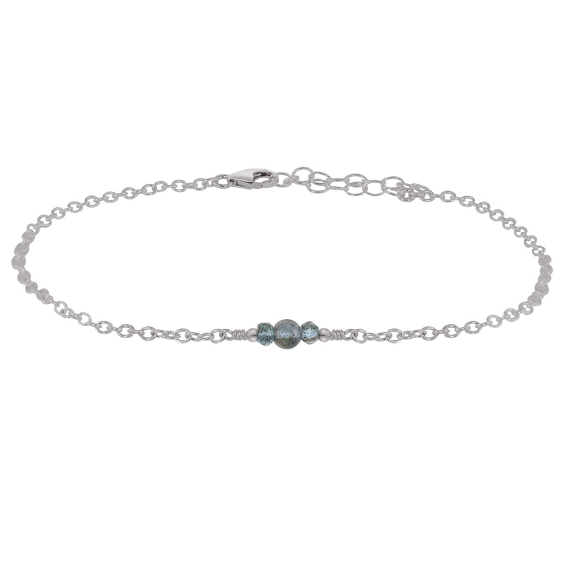 Dainty Anklet - Labradorite - Stainless Steel - Luna Tide Handmade Jewellery
