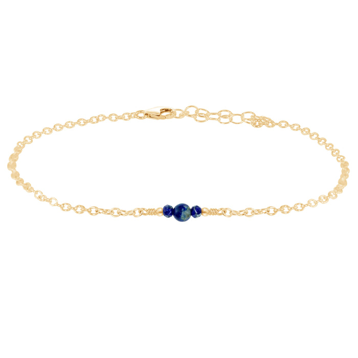 Dainty Anklet - Lapis Lazuli - 14K Gold Fill - Luna Tide Handmade Jewellery