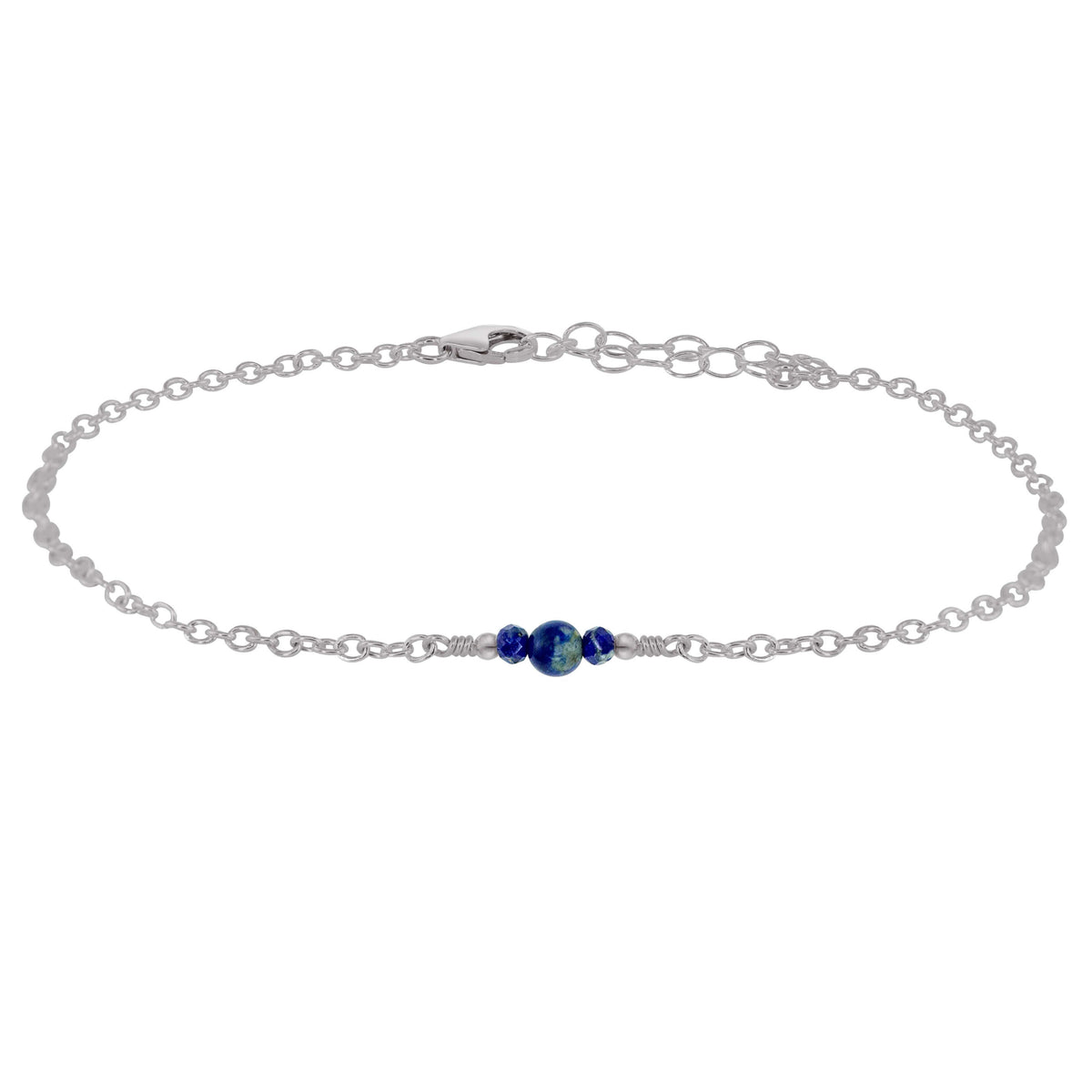 Dainty Anklet - Lapis Lazuli - Stainless Steel - Luna Tide Handmade Jewellery