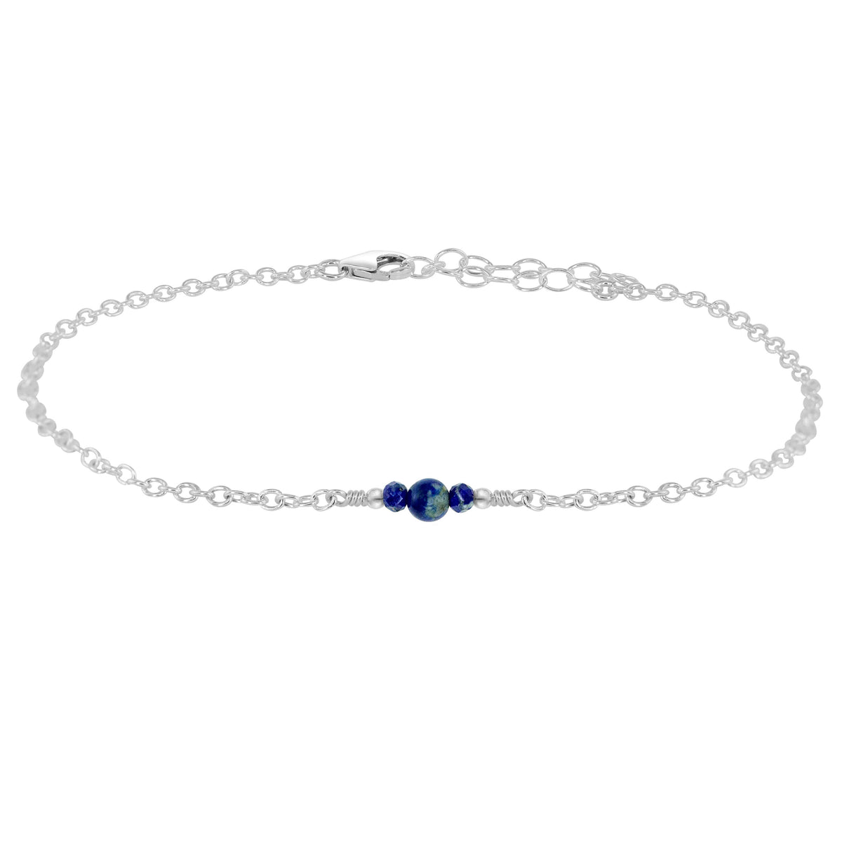Dainty Anklet - Lapis Lazuli - Sterling Silver - Luna Tide Handmade Jewellery