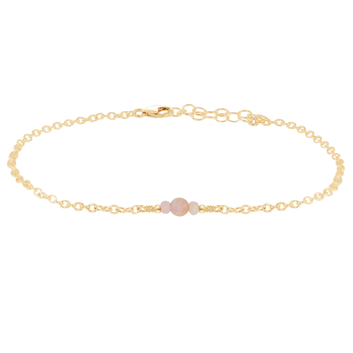 Dainty Anklet - Pink Peruvian Opal - 14K Gold Fill - Luna Tide Handmade Jewellery